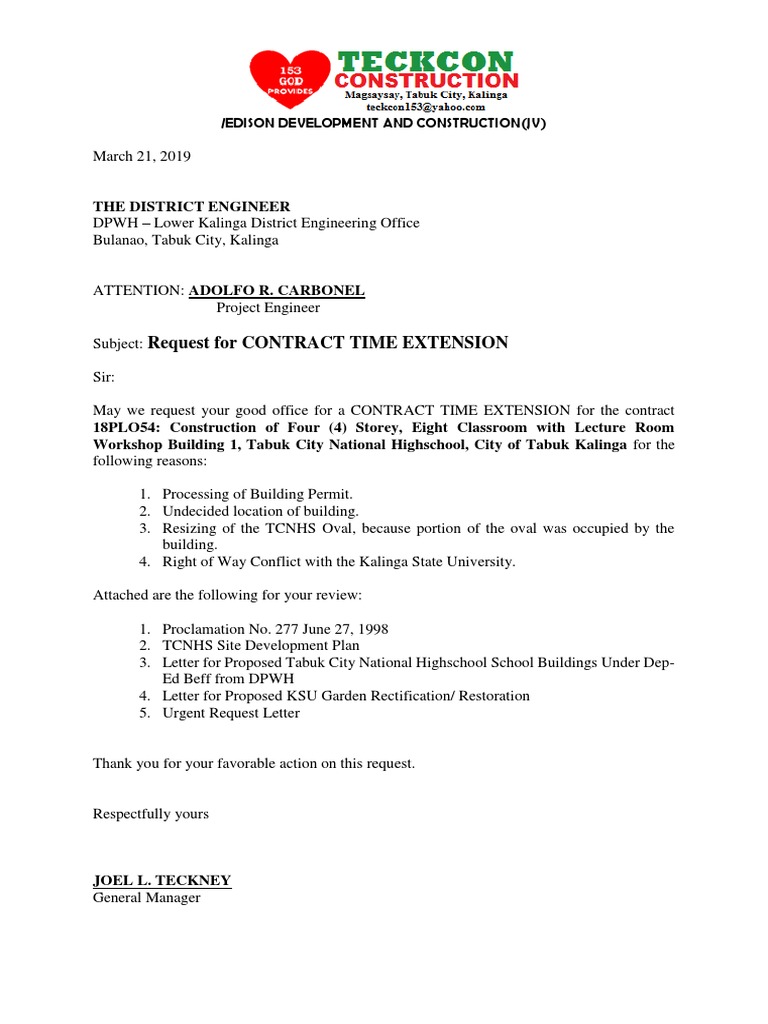 Contract Time Extension Request | PDF