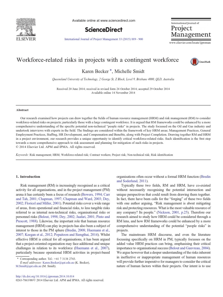 Workforce-Related Risks in Projects With A Contingent Workforce | PDF ...