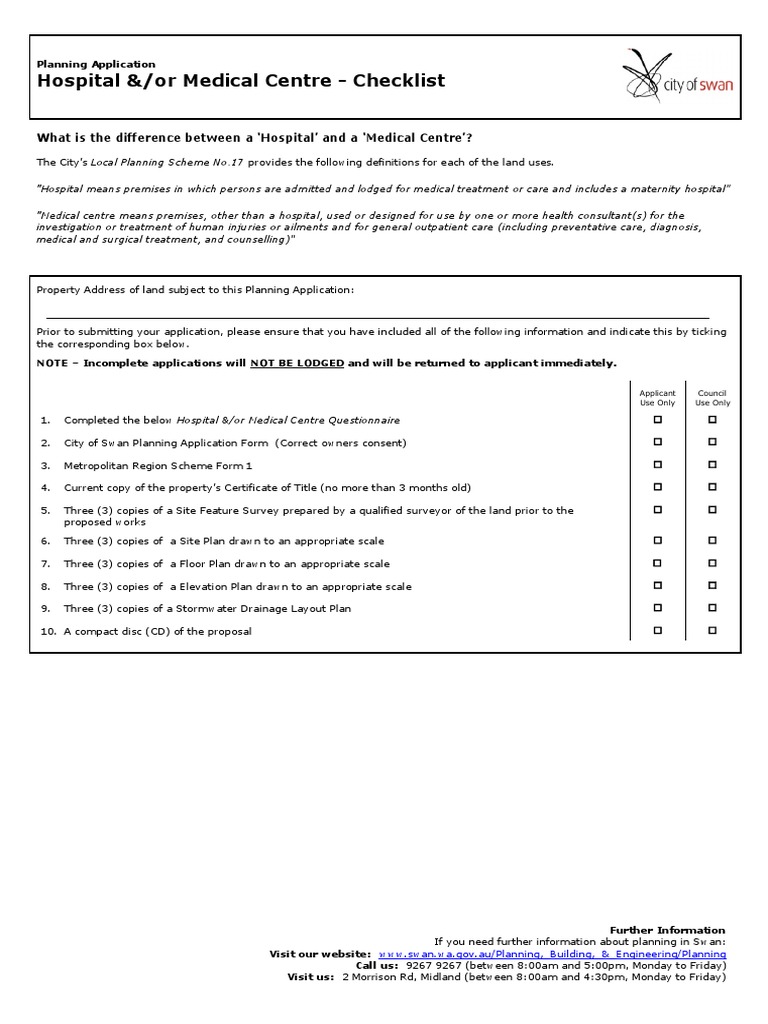 Hospital &/or Medical Centre - Checklist | PDF | Hospital | Patient