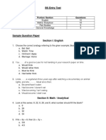 BS Entry Test Pattern/ Distribution: S# Portion/ Section Questions