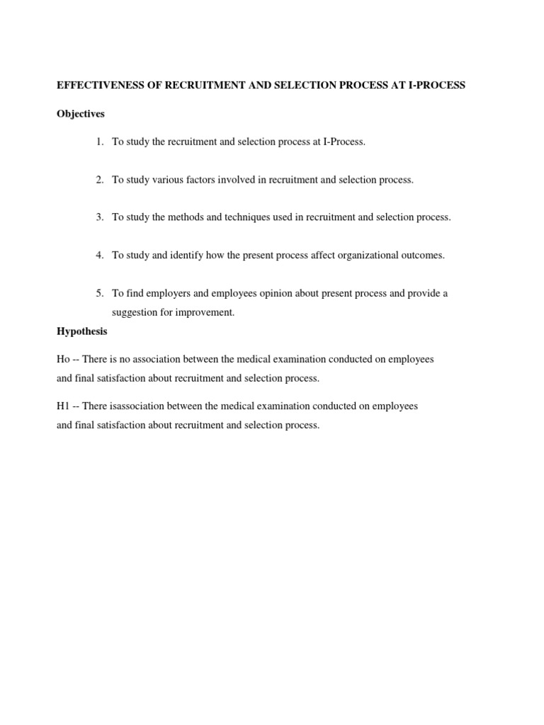 Effectiveness of Recruitment and Selection Process at I | PDF 