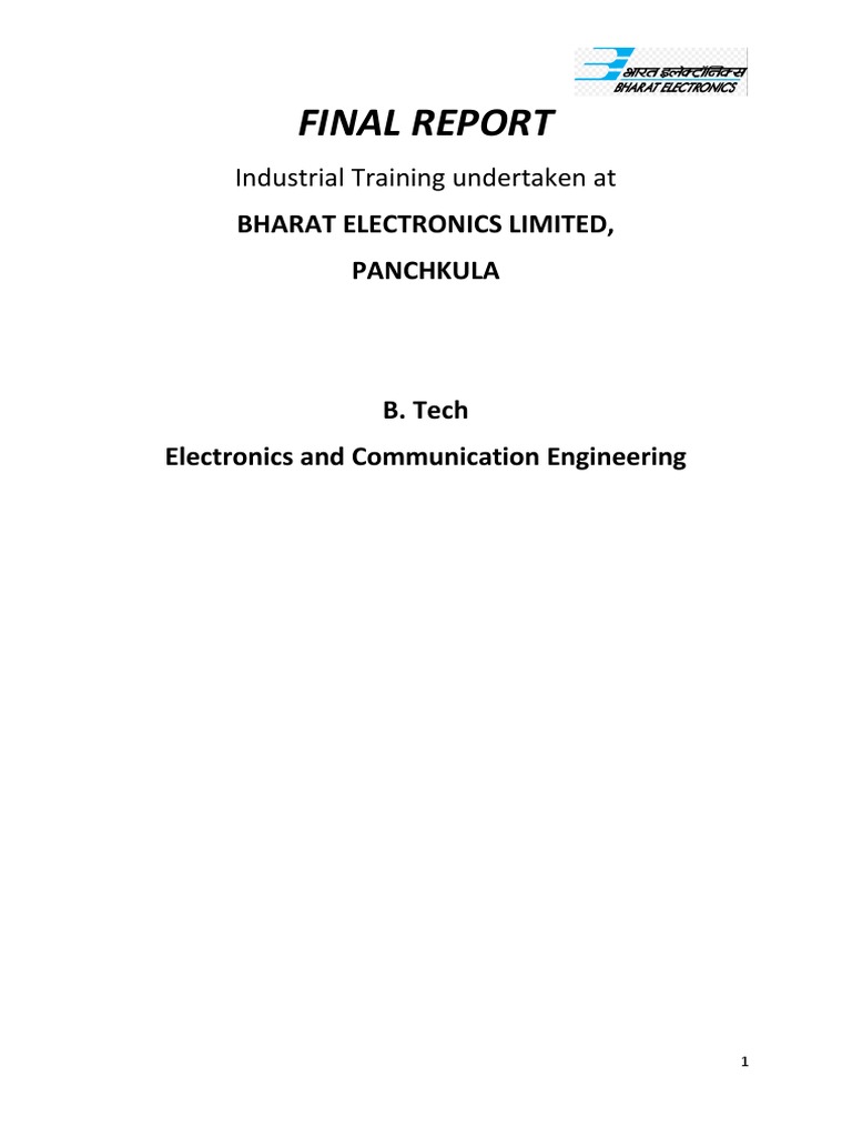 Final Report Bel Panchkula Pdf Printed Circuit Board Electrical