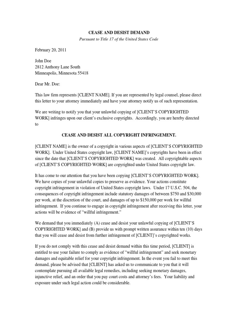 Copyright Cease And Desist Letter from imgv2-2-f.scribdassets.com