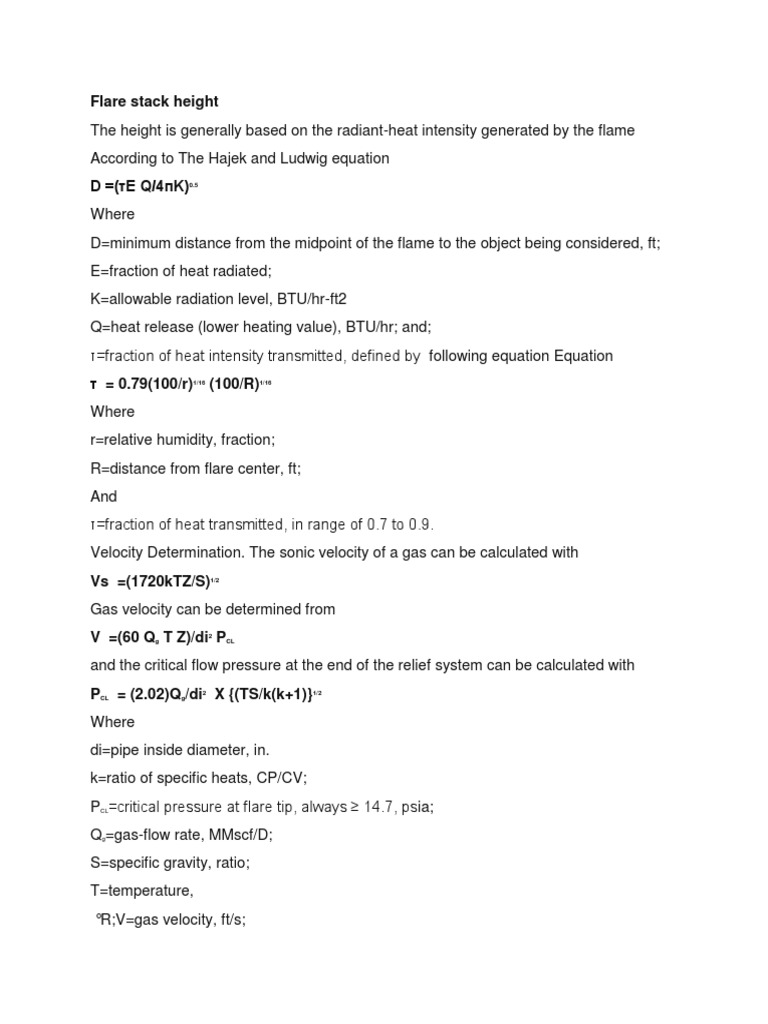 Flare Stack Height and Flame Calculations | PDF | Teaching Methods ...