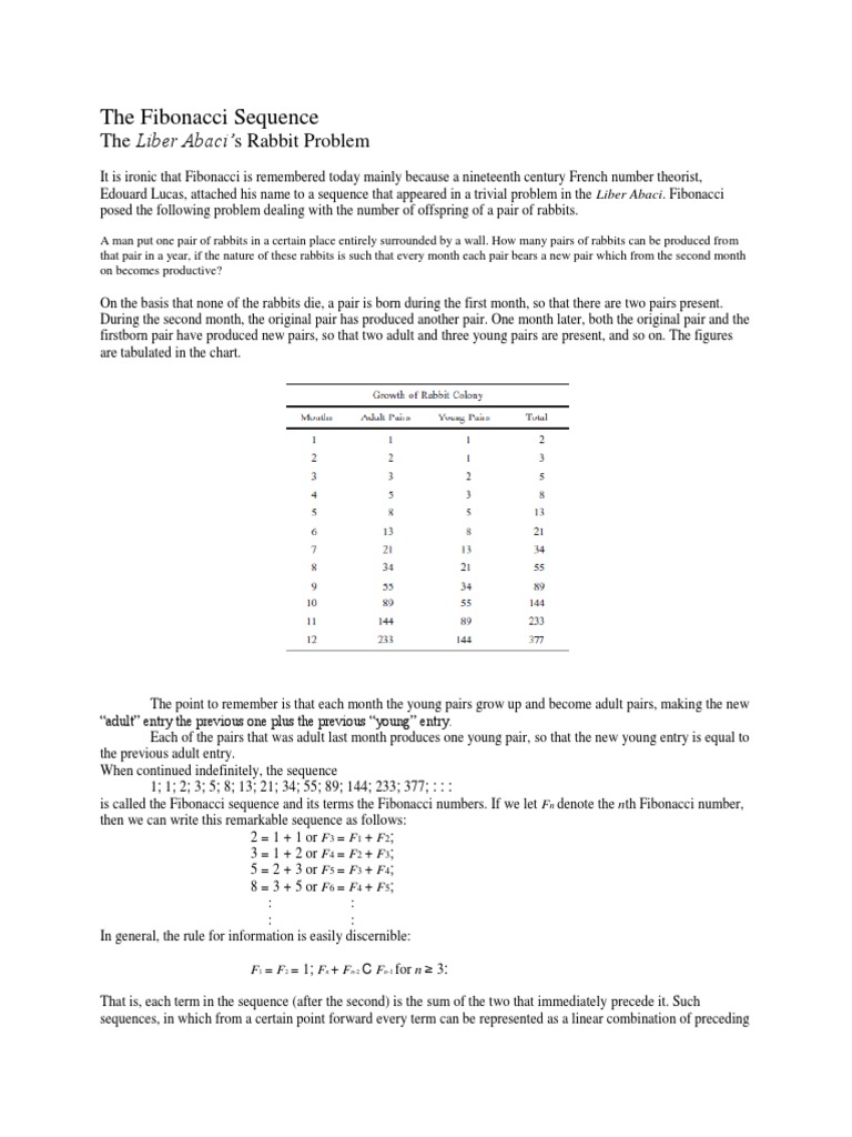 Fibonacci Sequence | PDF | Sequence | Recursion