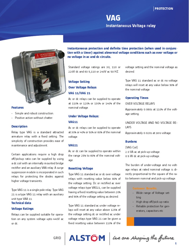 Instantaneous Voltage Relay VAG11,21 High Res | PDF | Relay | Rectifier