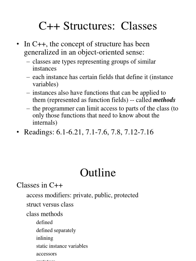 C++ Class Structures and Methods Guide | PDF | Constructor (Object ...