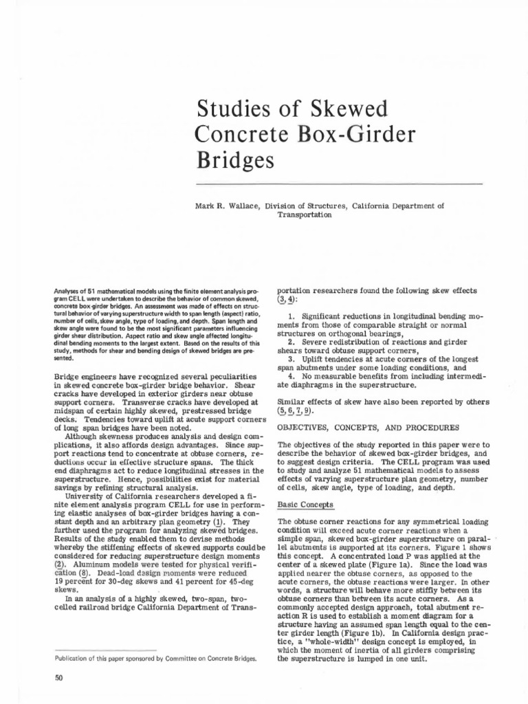 Studies of Skewed Concrete Box Girder Bridges PDF | PDF | Beam ...