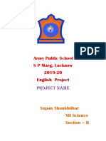 Army Public School S P Marg, Lucknow 2019-20: English Project