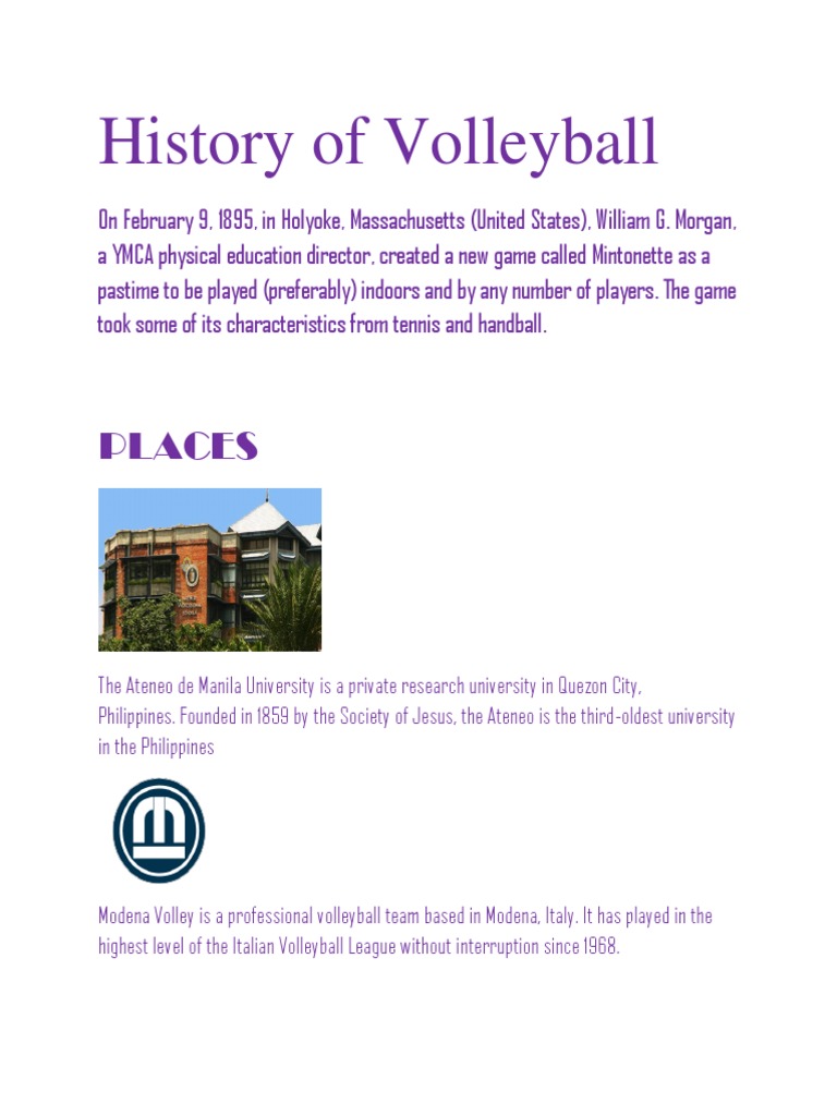 History of Volleyball PDF Volleyball Teams