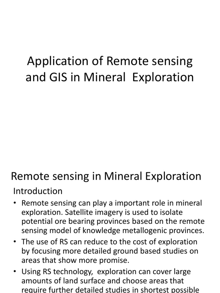 Remote Sensing in Mineral Exploration | PDF | Geographic Information ...