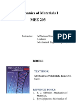 Mechanics of Materials I MEE 203: Instructor: M.Salman Nawaz Lecturer Mechanical Engineering Department