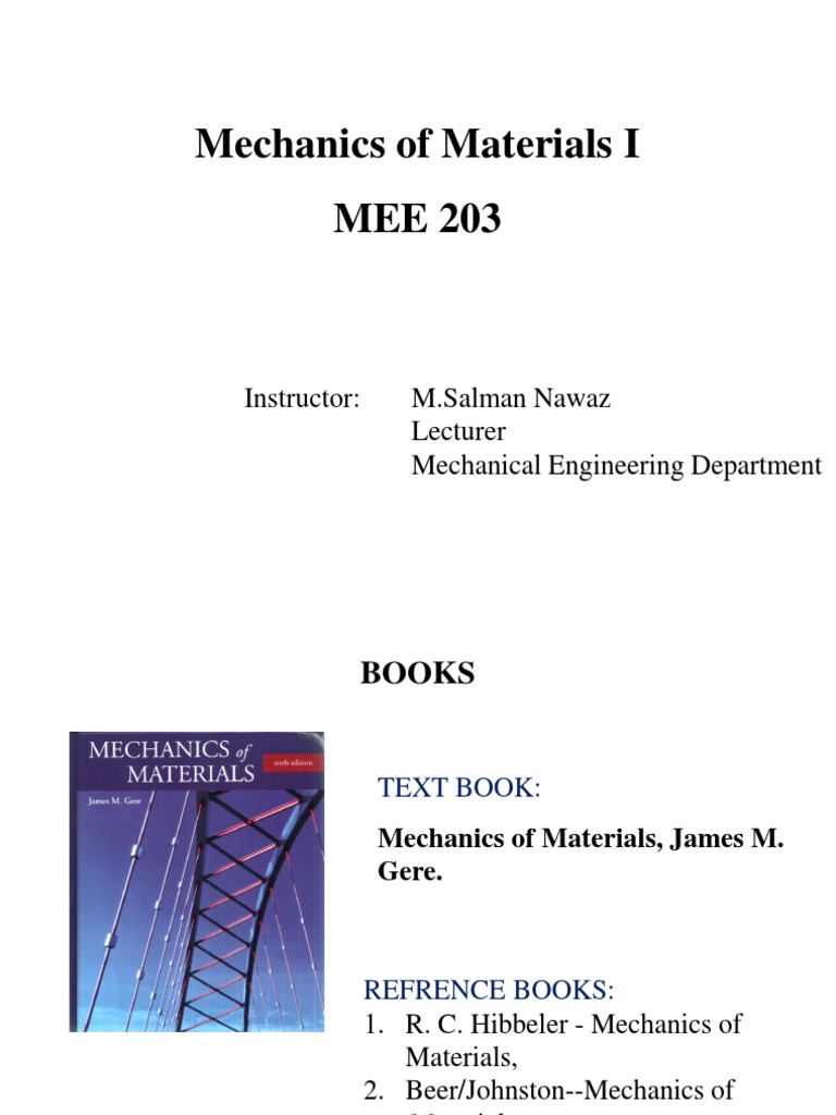MOM I Lecture Week 1 PDF | PDF | Deformation (Engineering) | Yield ...