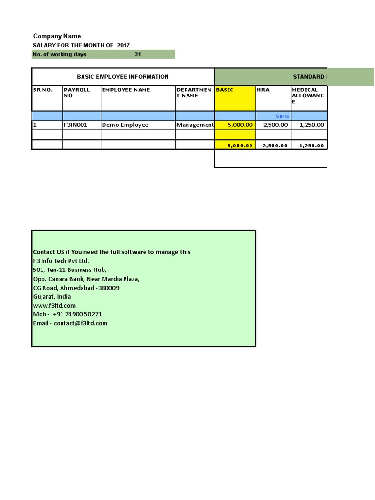 F3ltd-Payroll With Payslip Format | PDF | Payroll | Employee Relations