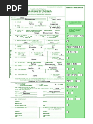 Certificate Of Live Birth Form Philippines Pdf Birth Certificate Social Institutions