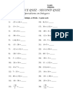 QUIZ - Second Quiz Operations On Integers