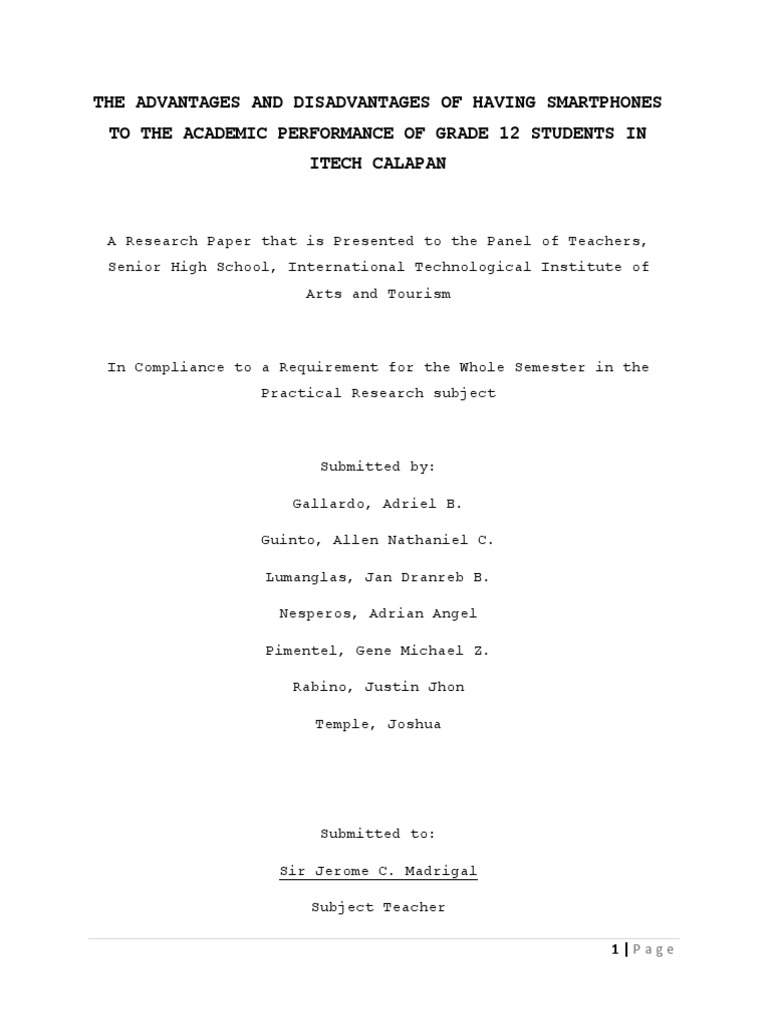 The Impact of Smartphone Usage on the Academic Performance of Grade 12 ...