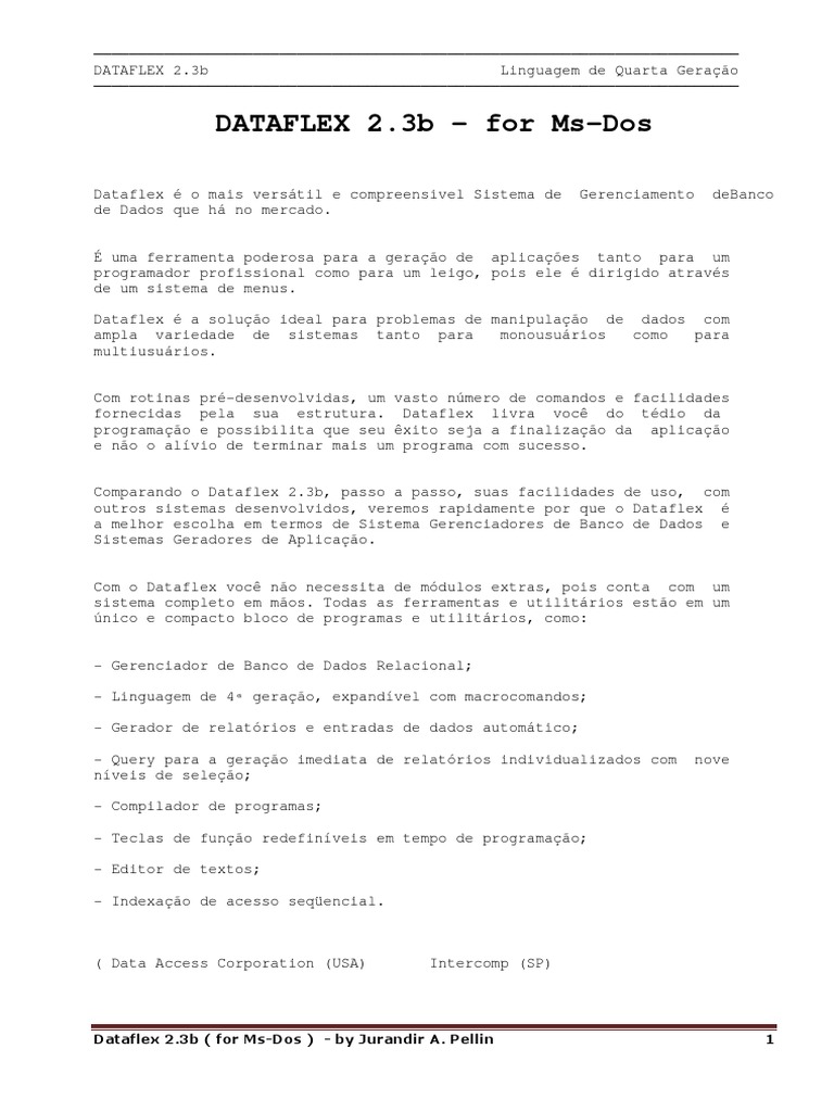 Dataflex 2.3b: Sistema de Gerenciamento de Dados | PDF | Dados | Programas
