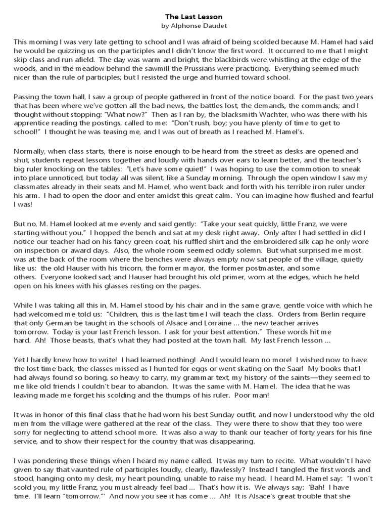 The Last Lesson by Alphonse Daudet PDF