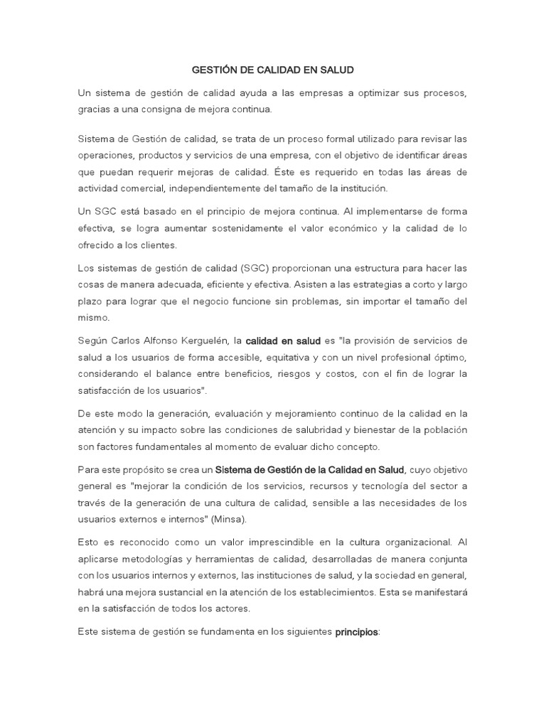 Mejora Continua en Calidad de Salud | PDF | Gestión de la calidad ...