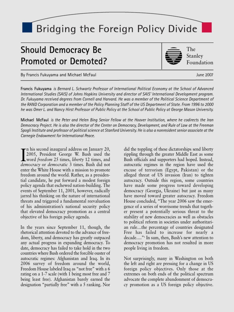 FukuyMcFaul07 PDF | PDF | Foreign Policy Of The United States | Democracy