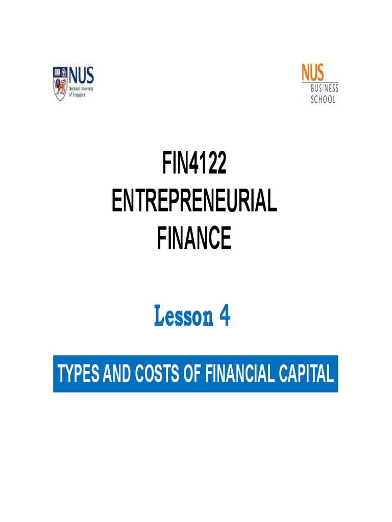 Lesson 4 Types and Costs of Financial Capital PDF Cost Of Capital