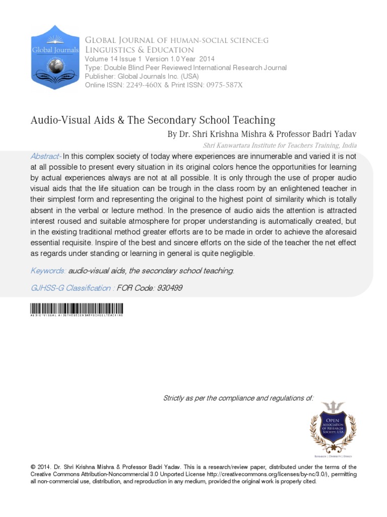 3 Audio Visual Aids and The Secondary | PDF | Scientific Method | Science