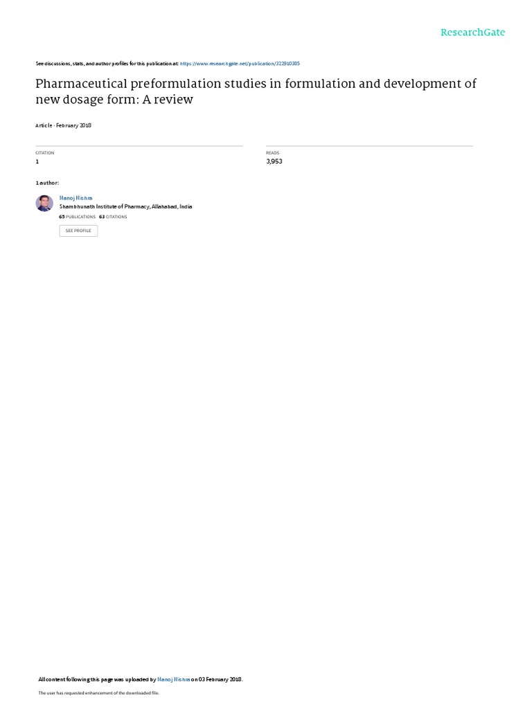 Preformulation Studies | PDF | Acid Dissociation Constant | Solubility