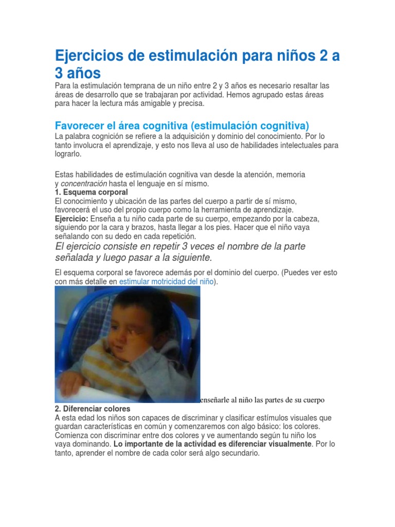 Ejercicios de Estimulación para Niños 2-3 Años | PDF | Evaluación ...