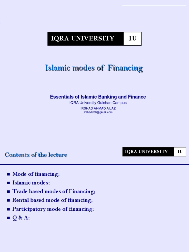 Islamic Modes of Financing Explained | PDF | Islamic Banking And ...