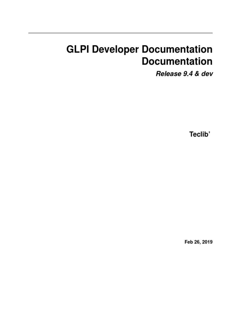 Glpi Developer Documentation | PDF | Data Type | Class (Computer ...