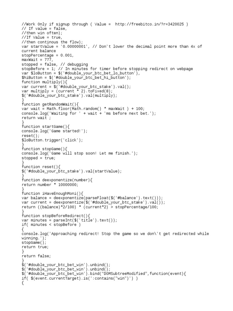 Bitcoin Gambling Automation Script | PDF | Bitcoin | Computing And ...