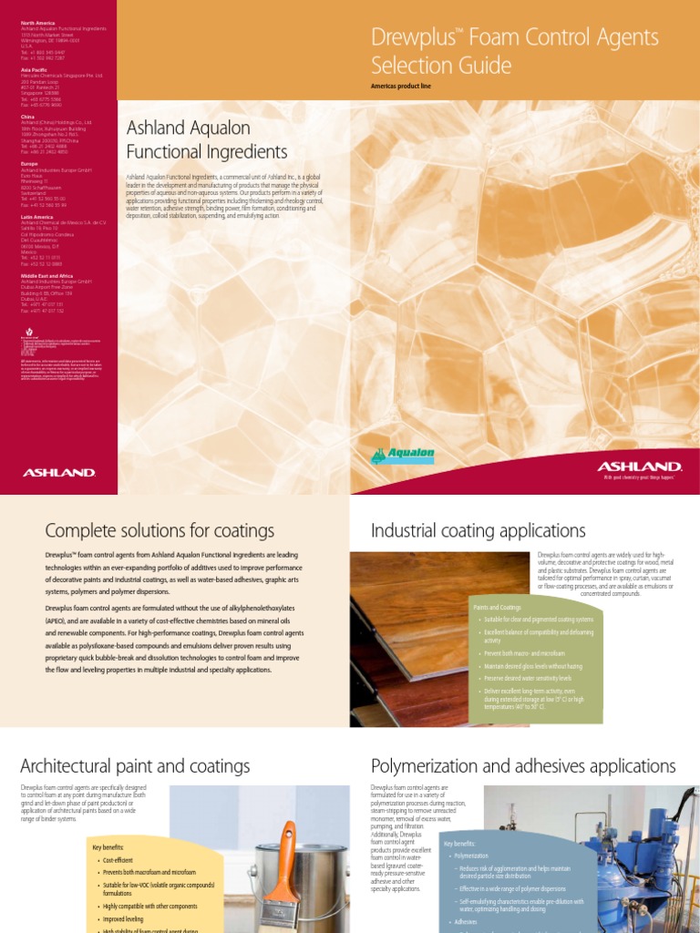 Drewplus Foam Control Agents Selection Guide | PDF | Paint | Adhesive