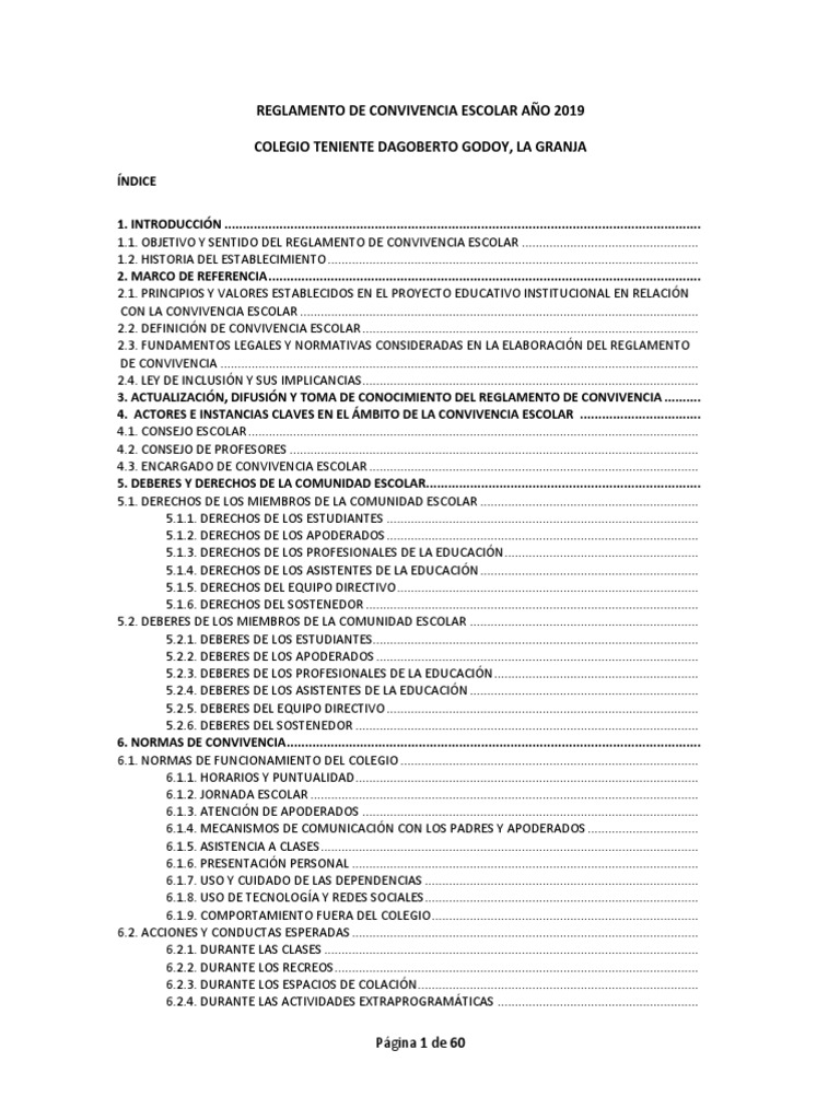 Reglamento de Convivencia Escolar | PDF | Maestros | Aprendizaje