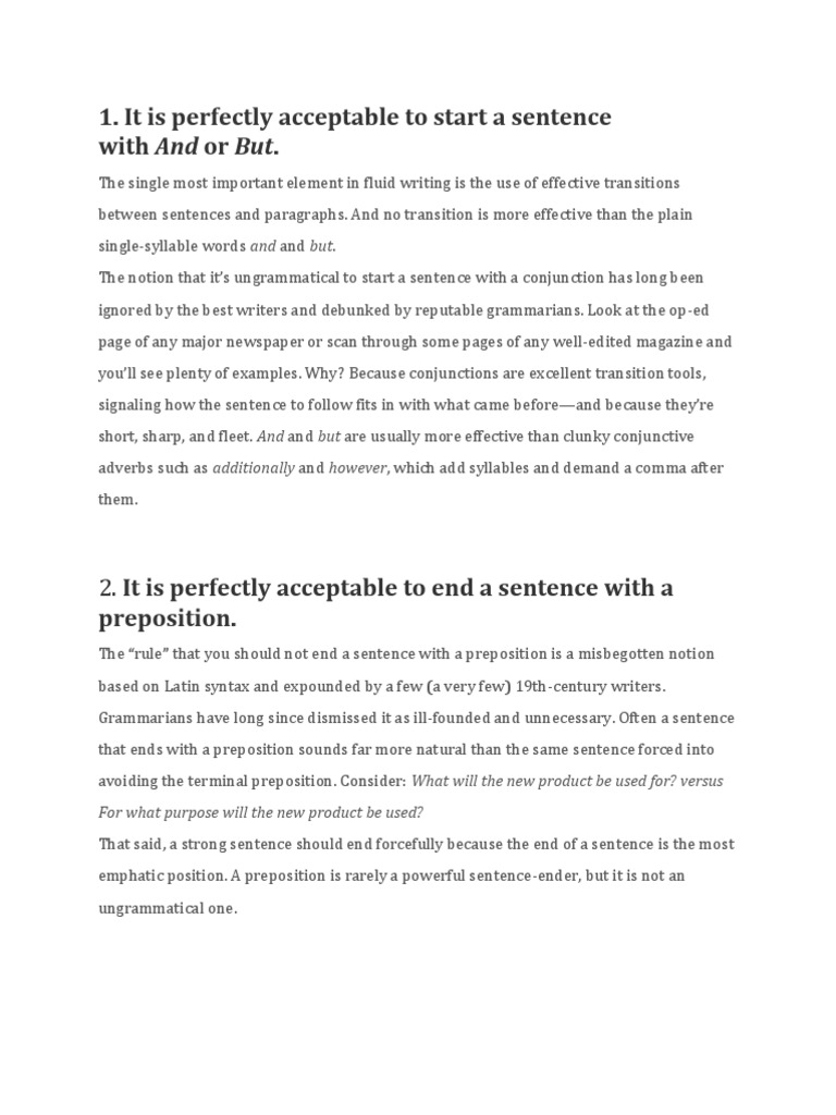 It Is Perfectly Acceptable To Start A Sentence With and or But | PDF ...