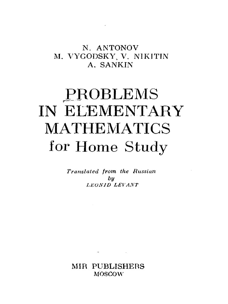 N Antonov M Vygodsky V Nikitin A Sankin Problems In Elementary Mathematics For Home Study Mir Publishers Trigonometric Functions Sine