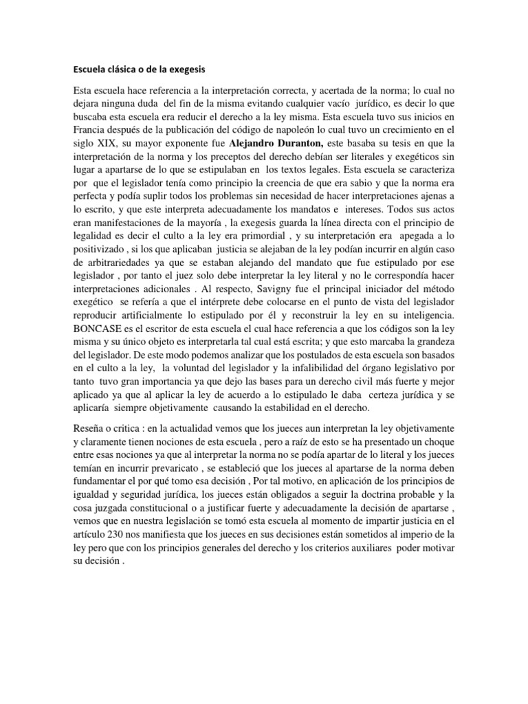 Escuela Clásica o de La Exegesis Exégesis Juez