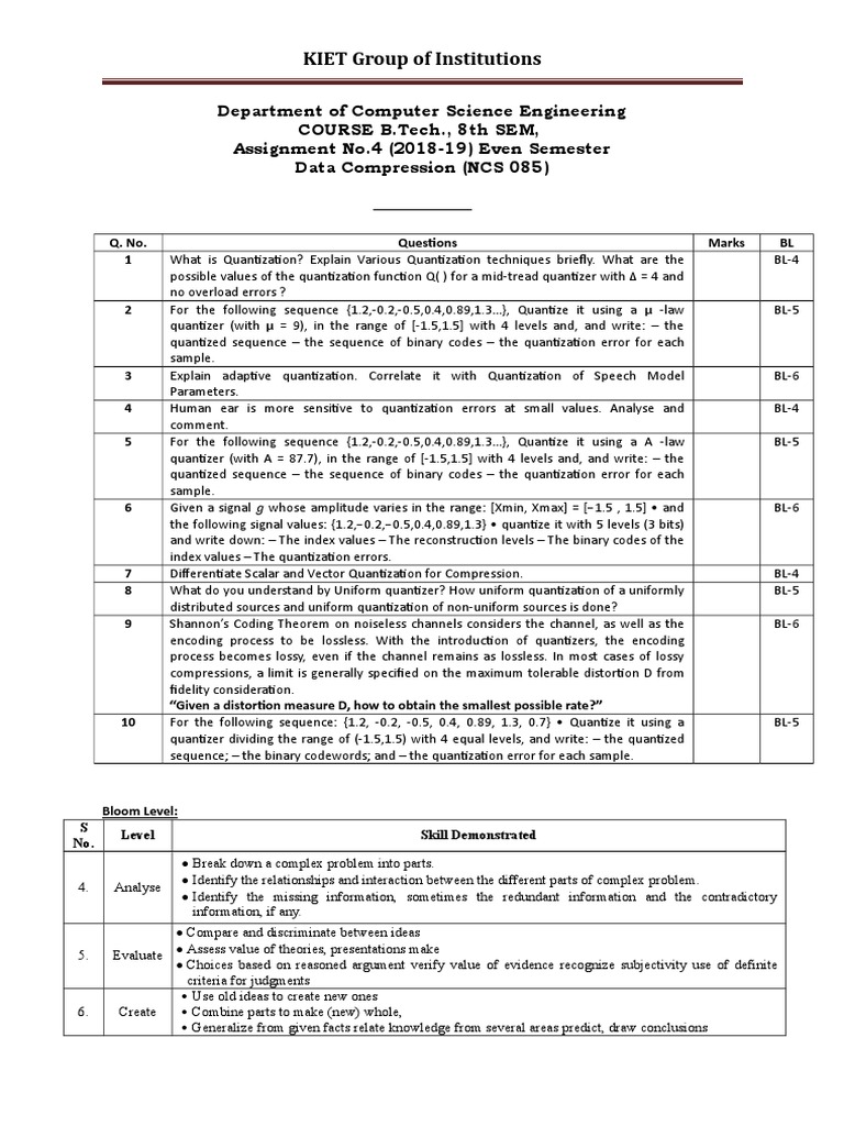 Data Compression Techniques Assignment | PDF | Data Compression ...