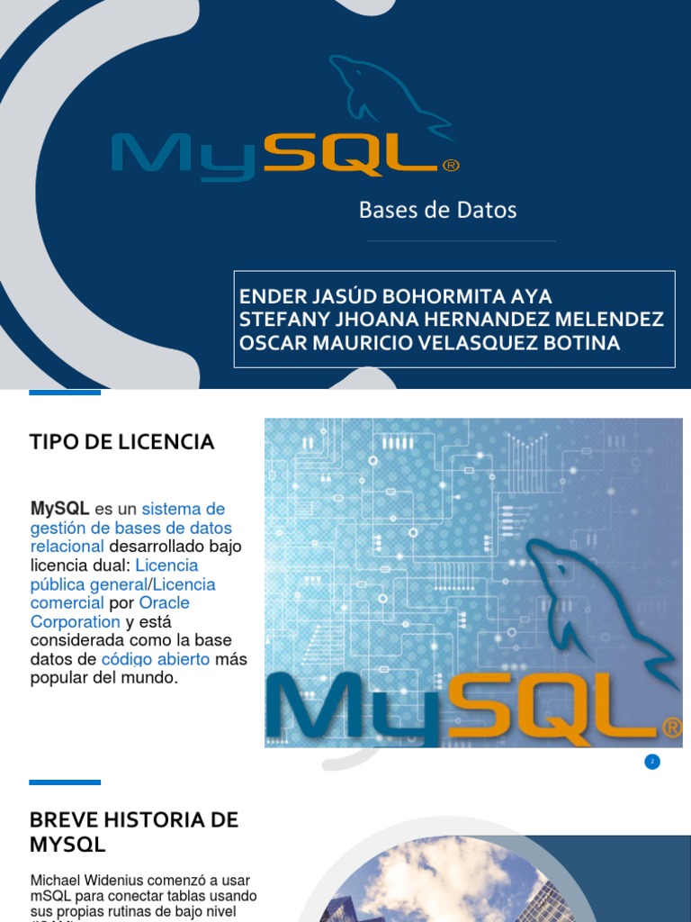 Historia y Licencia de MySQL | PDF | Mi sql | Arquitectura de Computadores