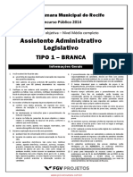 Recife Assistente Administrativo Legislativo Admlg Tipo 1 PDF