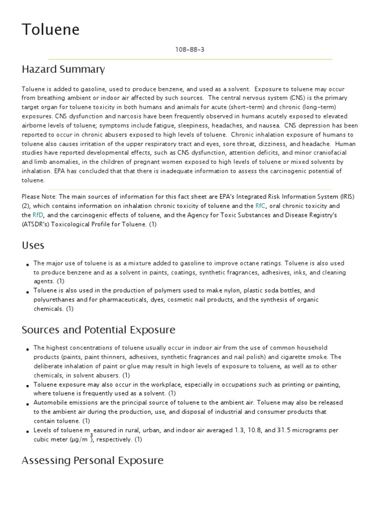 Toluene Pdf Pdf Working Conditions Safety