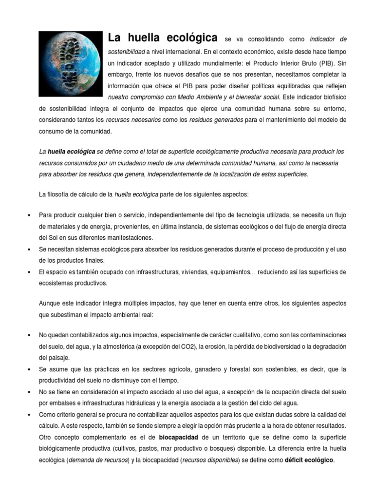 Taller Sobre Huella Ecologica | PDF | Ciencias sociales ambientales ...
