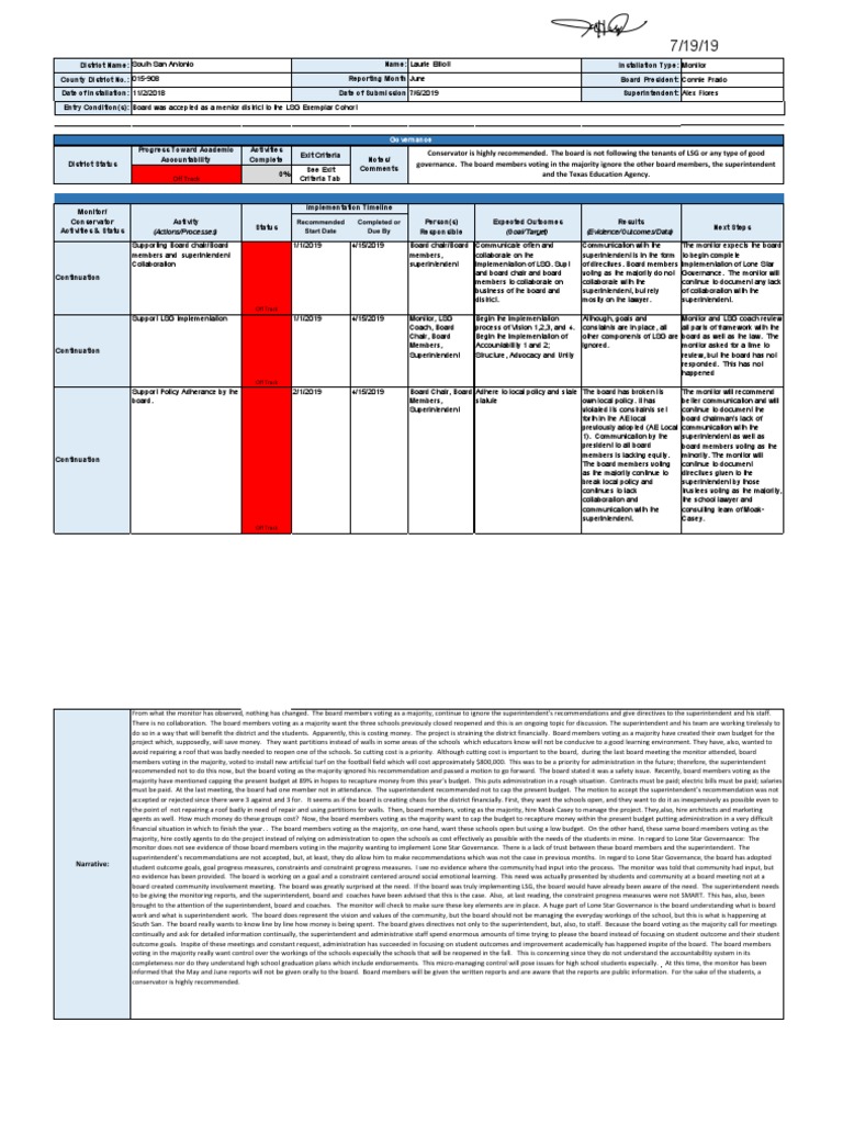 Response Document South San Antonio ISD Elliot June 2019 | PDF ...