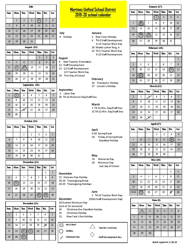 Martinez Unified School District Calendar 2025 2026