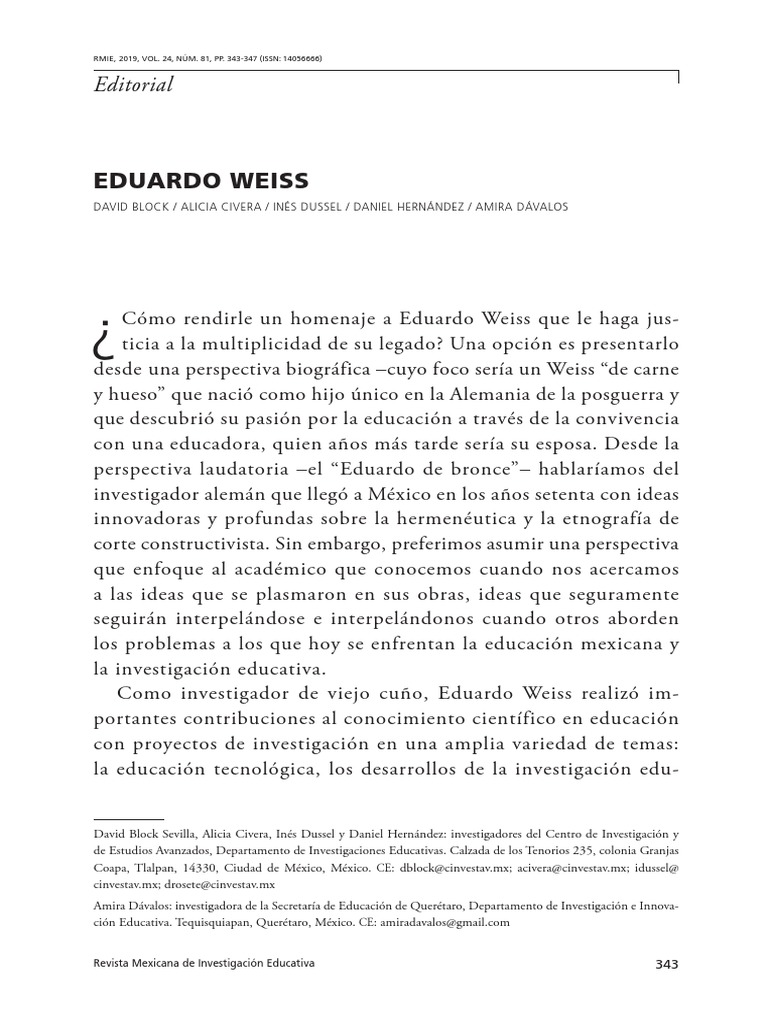 2019 - RMIE - Editorial PDF | PDF | México | Educación Secundaria