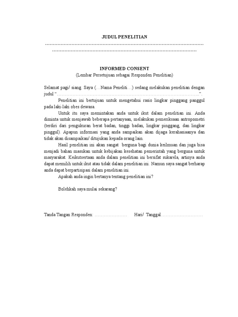 Contoh Formulir Informed Consent Penelitian | PDF | Pengembangan Diri