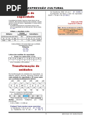 Medidas De Capacidade Doc Litro Quantidade