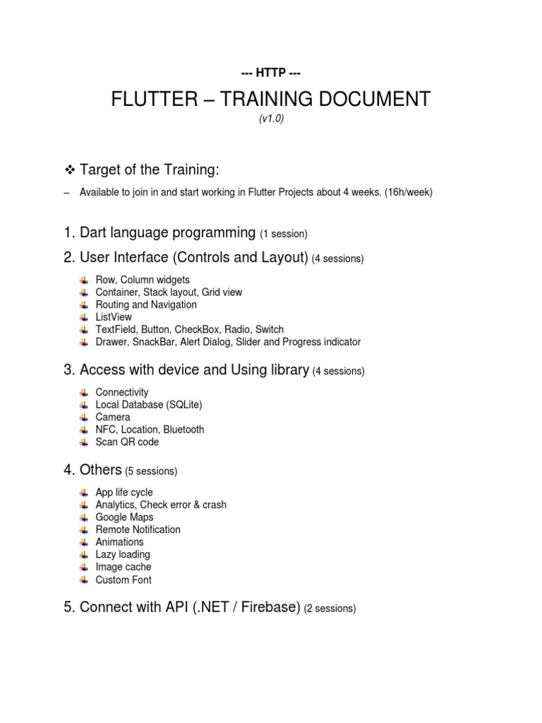 Flutter - Training Document - Ver 1.0 | PDF