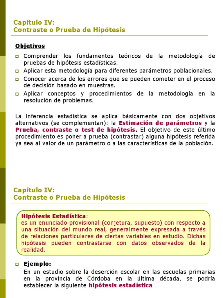 Analisis Inferencial Prueba De Hiptesis Estadsticas Hiptesis