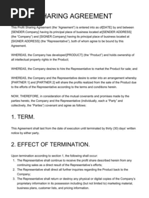 Profit Sharing Agreement 